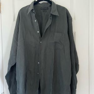 Metropolitan View 100% Black linen button down long sleeve men’s shirt